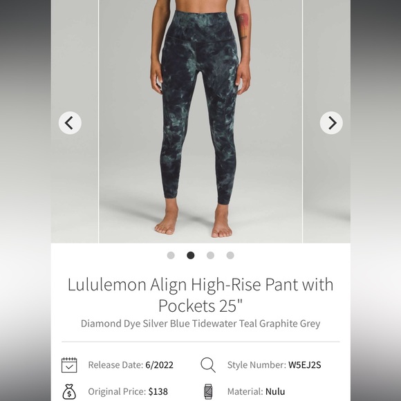 Lululemon Align HR Pant Pockets 25"
Diamond Dye Tidewater Teal Grey•LIKE NEW•10 - Picture 3 of 16